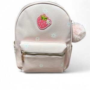 Like Dreams Vegan Leather Strawberry Patch & Daisy Mini Backpack Blush Pink NWT